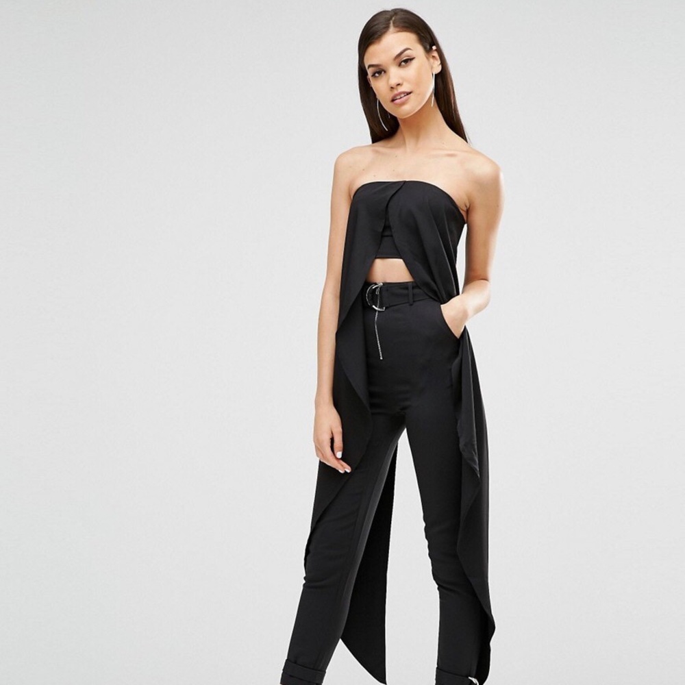 NWT Lavish Alice Black Bandeau Maxi Crop Top